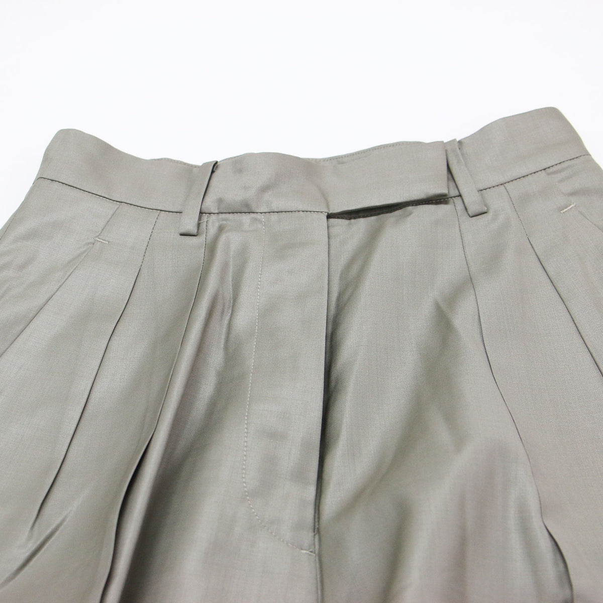 タック ワイド パンツ / TUCK WIDE PANTS フルレングス センタープレス 光沢