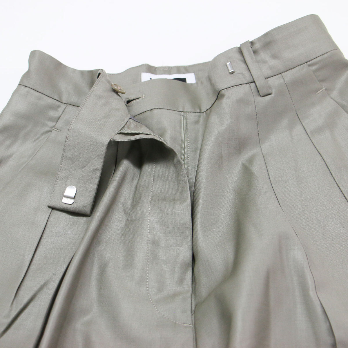タック ワイド パンツ / TUCK WIDE PANTS フルレングス センタープレス 光沢