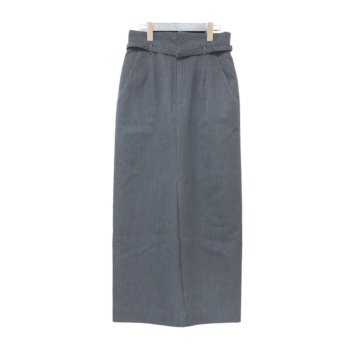 タイト ロング スカート / TIGHT LONG SKIRT 1624-299-3746 / Iライン ミモレ丈 センタースリット ハイウエスト ベルト付き ウール