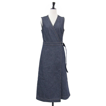 25春夏 デニムラップワンピース / MOD DENIM SL ALINE WRAP DR ドレス Aライン Vネック ノースリーブ ベルト コットン ウォッシャブル