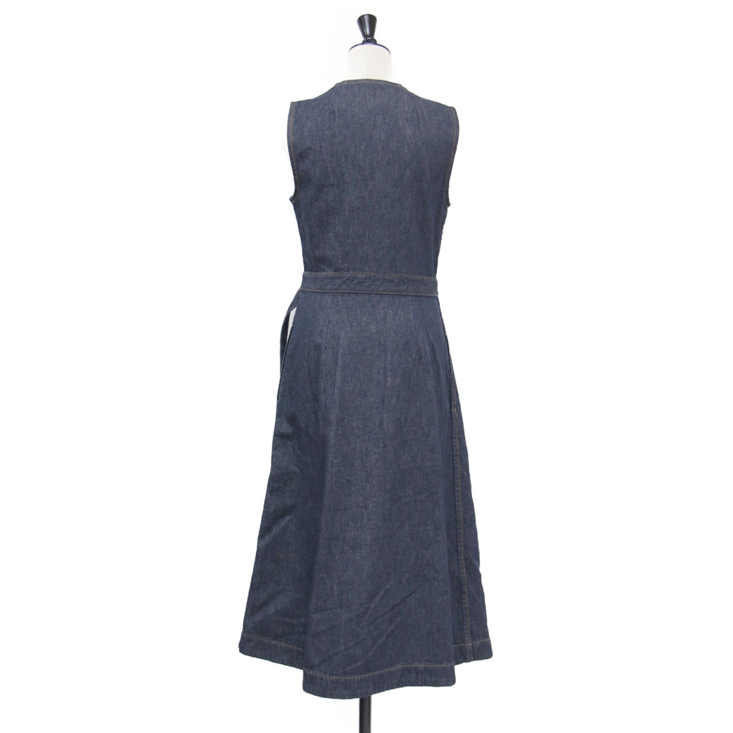 25春夏 デニムラップワンピース / MOD DENIM SL ALINE WRAP DR ドレス Aライン Vネック ノースリーブ ベルト コットン ウォッシャブル