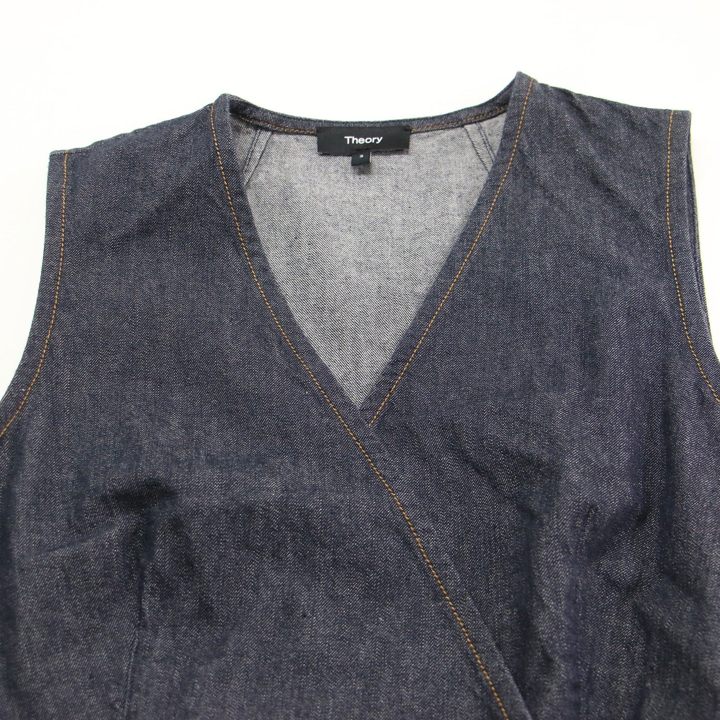25春夏 デニムラップワンピース / MOD DENIM SL ALINE WRAP DR ドレス Aライン Vネック ノースリーブ ベルト コットン ウォッシャブル