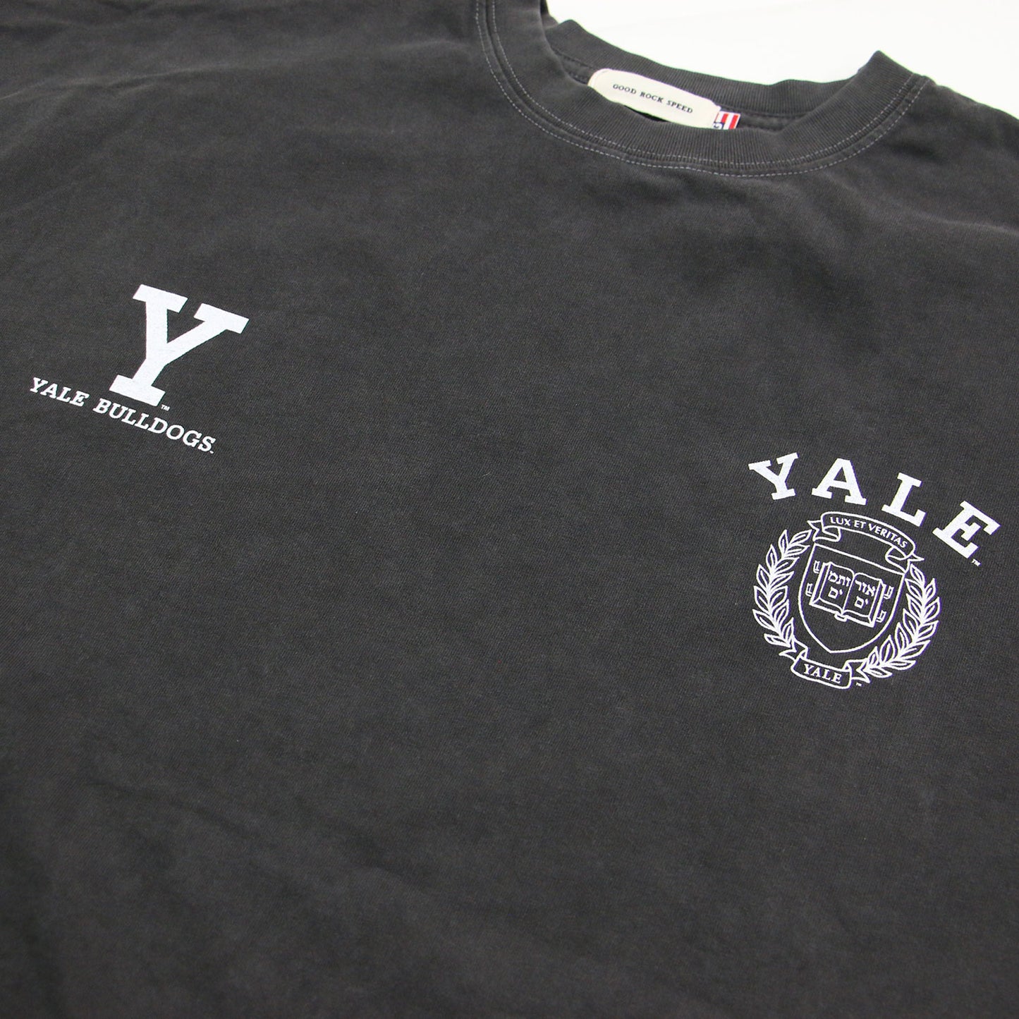 × YALE UNIVERSITY 25春夏 ロゴプリント Tシャツ / カットソー 長袖 クルーネック ワイド コットン