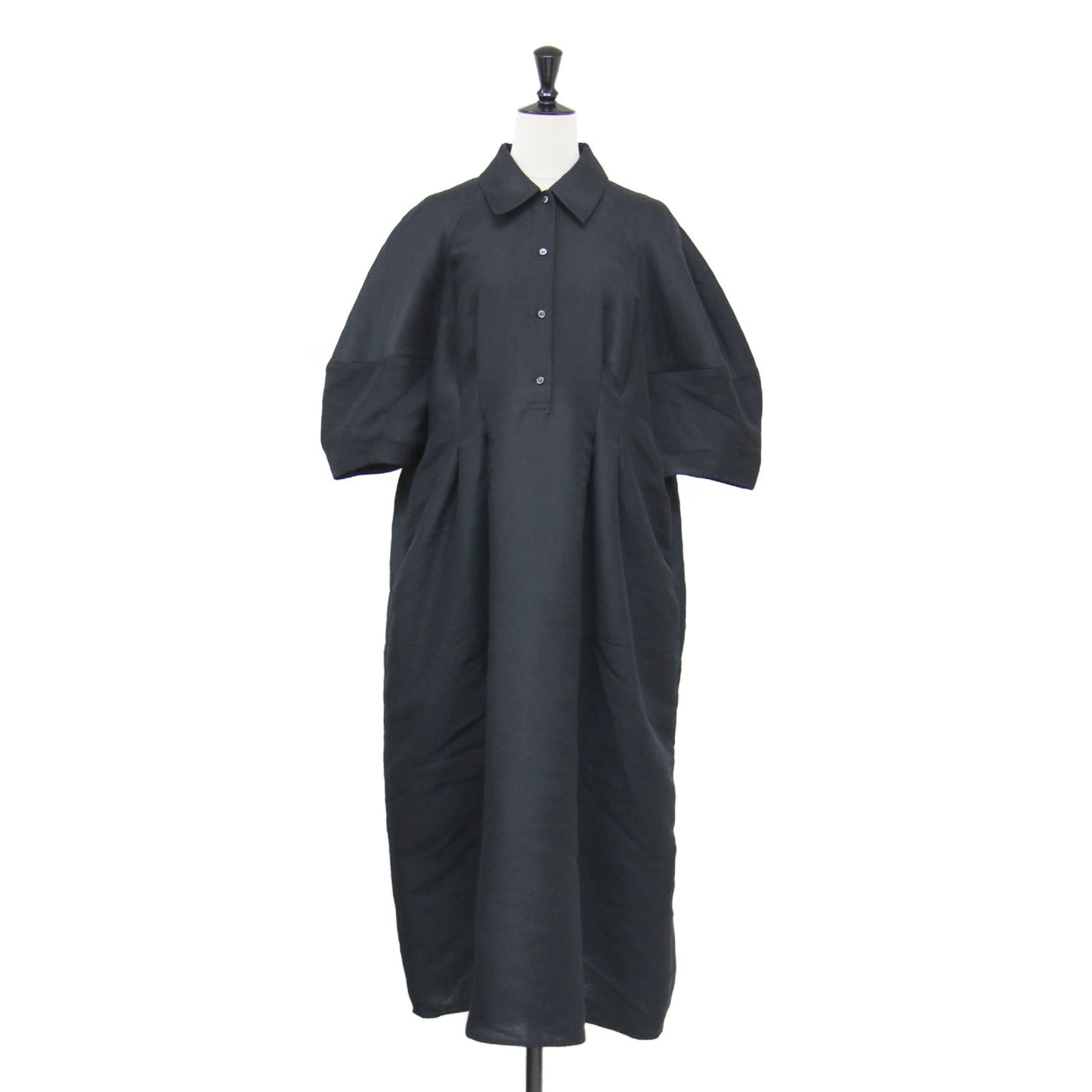25春夏 フォームスリーブ ワンピース / FORM SLEEVE ONEPIECE ドレス 5分袖 ロング丈 タック フレア フォーマル