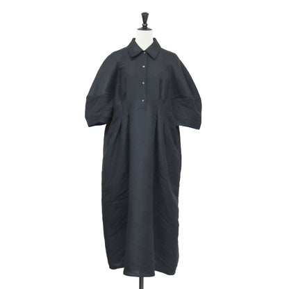 25春夏 フォームスリーブ ワンピース / FORM SLEEVE ONEPIECE ドレス 5分袖 ロング丈 タック フレア フォーマル