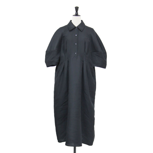 25春夏 フォームスリーブ ワンピース / FORM SLEEVE ONEPIECE ドレス 5分袖 ロング丈 タック フレア フォーマル