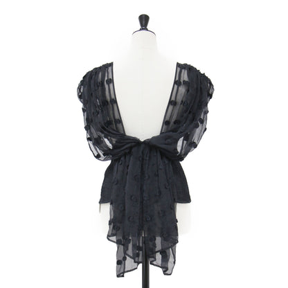 チュール ドット シアープルオーバー / Geometry Shirring Tops ブラウス ノースリーブ Vネック コンパクト