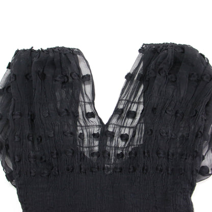 チュール ドット シアープルオーバー / Geometry Shirring Tops ブラウス ノースリーブ Vネック コンパクト