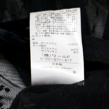 25春夏 チュールレースリボンブラウス / tulle lace ribbon blouse R99-82049 / 羽織り 長袖 コンパクト シアー パッチワーク調 切替え フィンガーホール ベロア