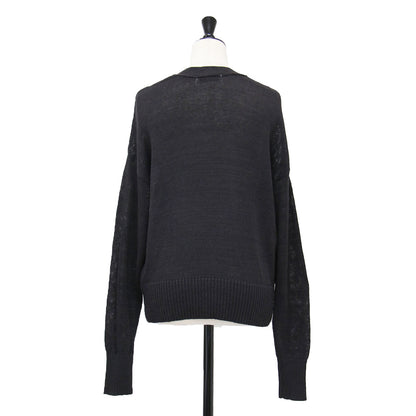 25春夏 テープヤーン カーディガン / ニット 長袖 Vネック ショート丈 リネン コットン