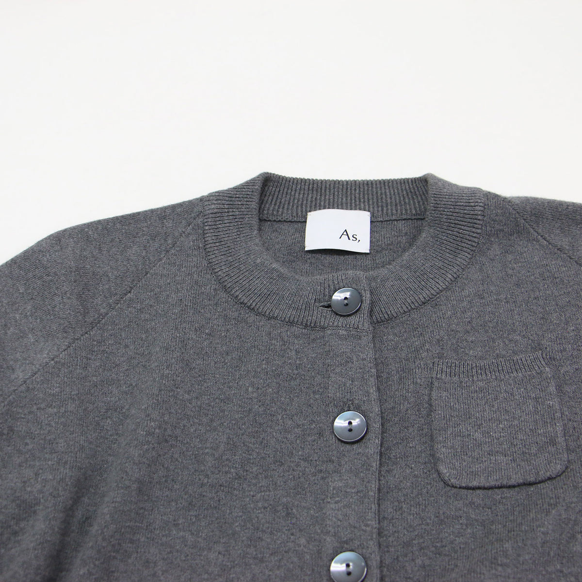 As, モックネック ラグラン ニット カーディガン / Mockneck raglan knit cardigan / 長袖 コンパクト コットン カシミヤ