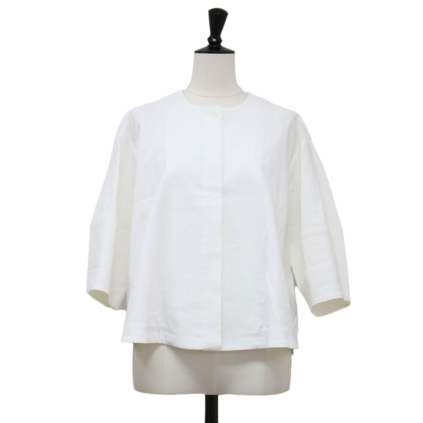 25春夏 フレア ノーカラー ジャケット / Lush Linen Khloe Jacket 羽織り ラウンドネック 九分袖 ドロップショルダー ボリュームスリーブ リネン ストレッチ