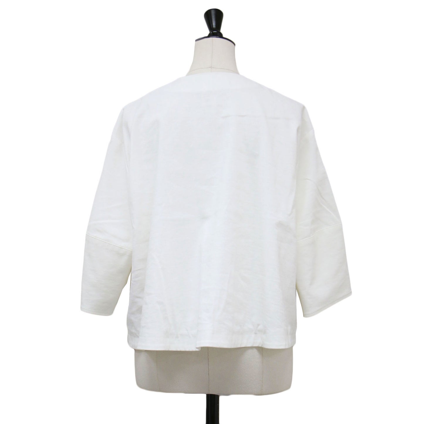 25春夏 フレア ノーカラー ジャケット / Lush Linen Khloe Jacket 羽織り ラウンドネック 九分袖 ドロップショルダー ボリュームスリーブ リネン ストレッチ