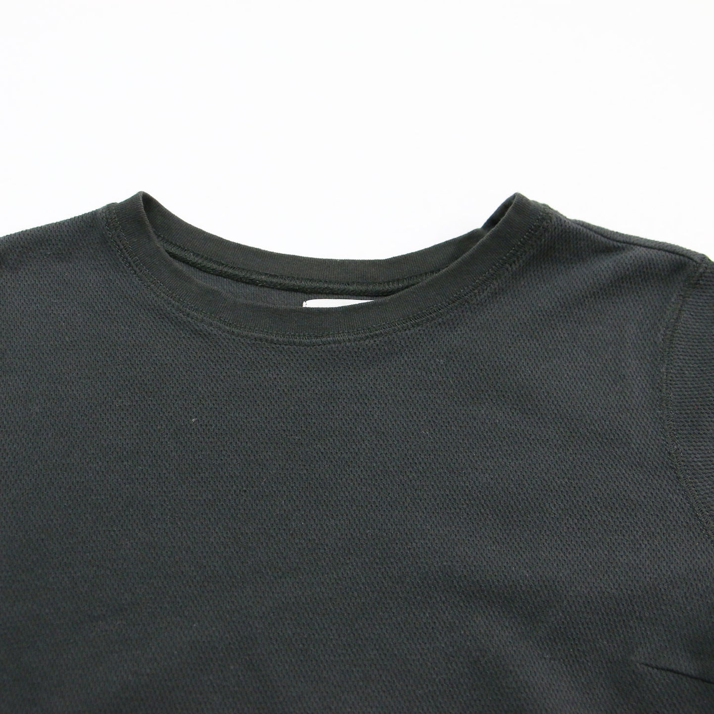 23春夏 ワッフルワンピース / Tシャツワンピース Aライン フレア クルーネック 長袖 切替え ステッチ コットン