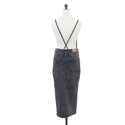 22春夏 サスペンダー タイトスカート / SUSPENDER TIGHT SKIRT ミドル丈 Iライン 2way バックスリット ストレッチ コットン ウォッシャブル