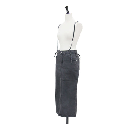 22春夏 サスペンダー タイトスカート / SUSPENDER TIGHT SKIRT ミドル丈 Iライン 2way バックスリット ストレッチ コットン ウォッシャブル