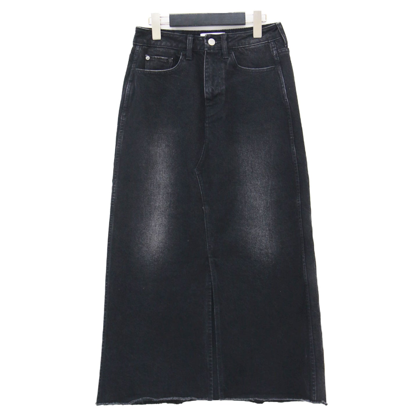Pear デニムロングスカート / Iライン フレア カットオフ スリット コットン