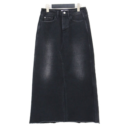 Pear デニムロングスカート / Iライン フレア カットオフ スリット コットン