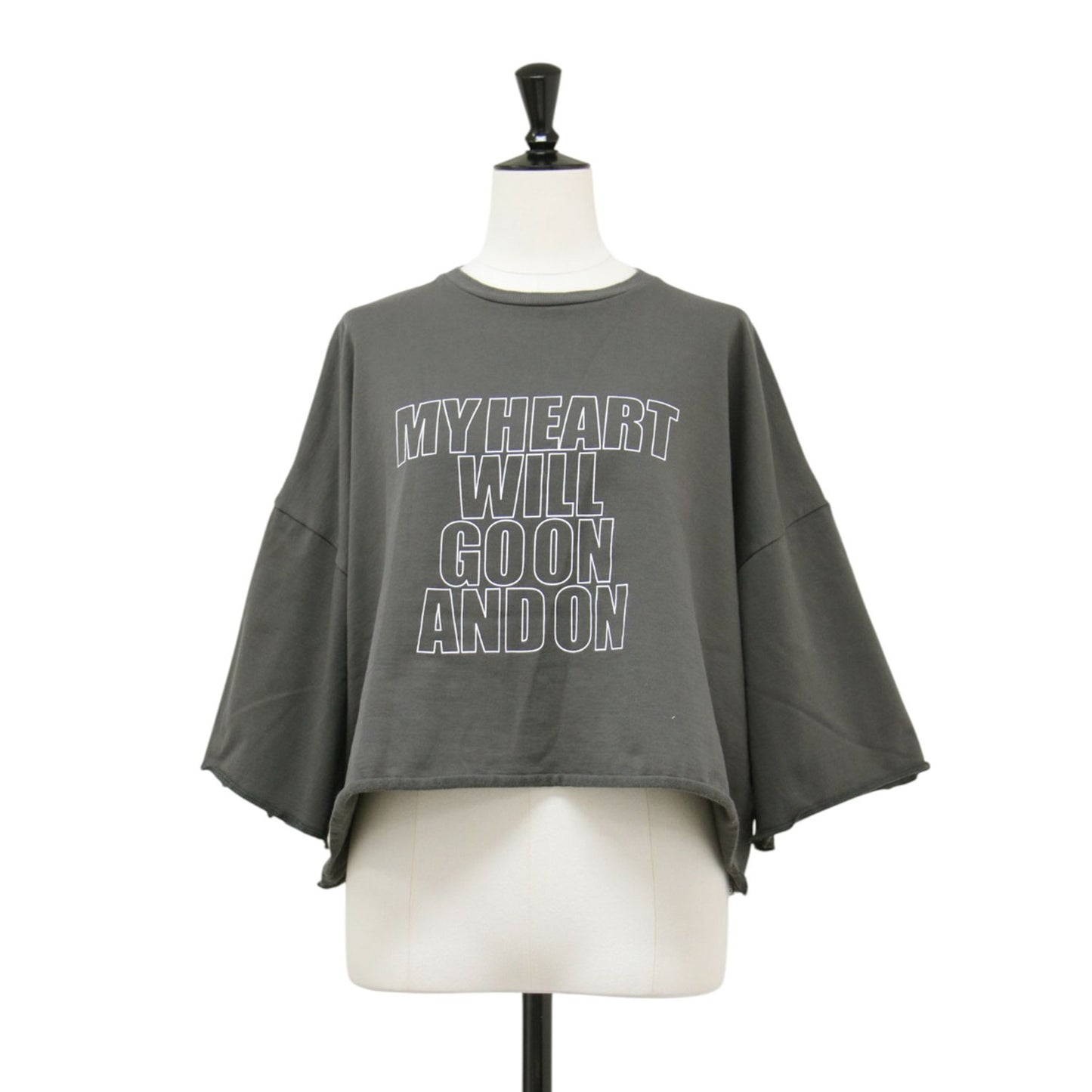 25春夏 エクストラファインコットン ハーフスリーブトップス / Tシャツ クルーネック クロップド丈 ワイド ドロップショルダー