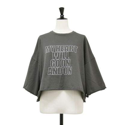 25春夏 エクストラファインコットン ハーフスリーブトップス / Tシャツ クルーネック クロップド丈 ワイド ドロップショルダー