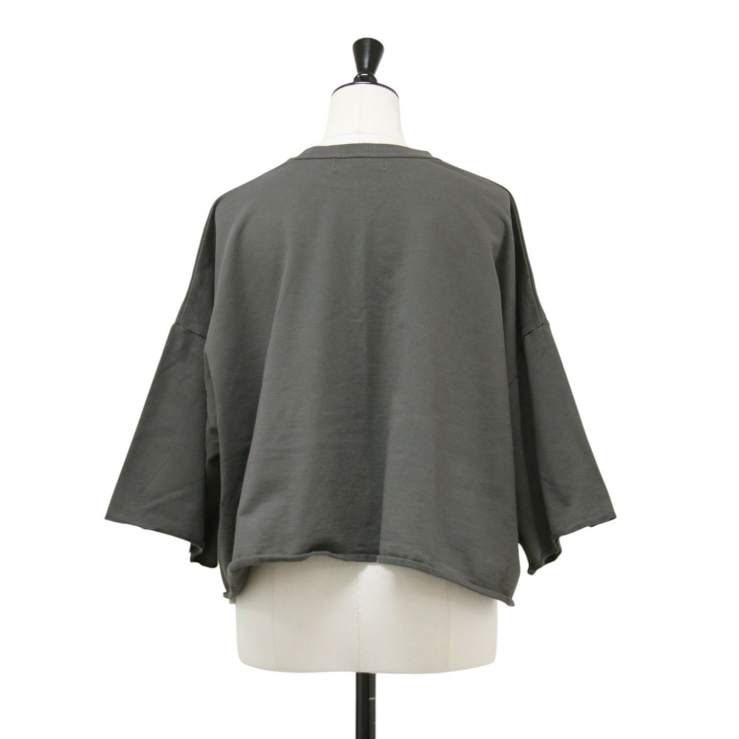 25春夏 エクストラファインコットン ハーフスリーブトップス / Tシャツ クルーネック クロップド丈 ワイド ドロップショルダー