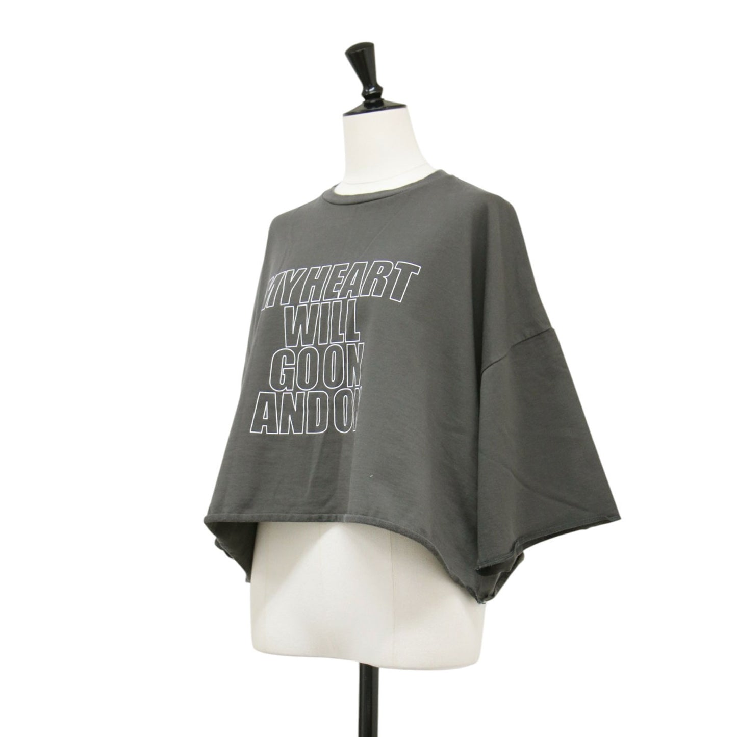 25春夏 エクストラファインコットン ハーフスリーブトップス / Tシャツ クルーネック クロップド丈 ワイド ドロップショルダー