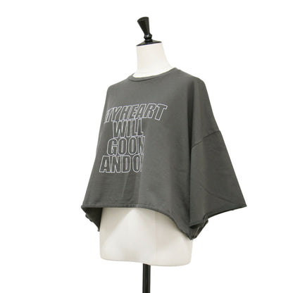 25春夏 エクストラファインコットン ハーフスリーブトップス / Tシャツ クルーネック クロップド丈 ワイド ドロップショルダー