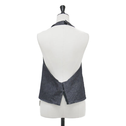 24春夏 RIAM デニム ホルター ブラウス / denim halter blouse ベスト ノースリーブ クルーネック コットン