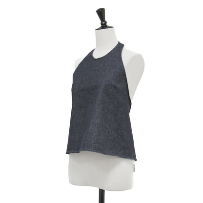 24春夏 RIAM デニム ホルター ブラウス / denim halter blouse ベスト ノースリーブ クルーネック コットン