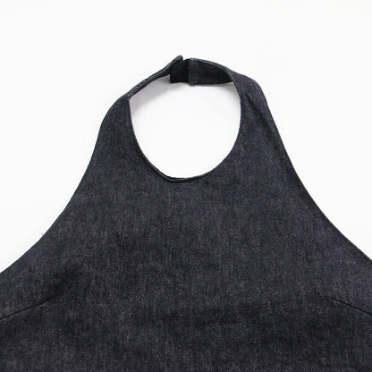 24春夏 RIAM デニム ホルター ブラウス / denim halter blouse ベスト ノースリーブ クルーネック コットン
