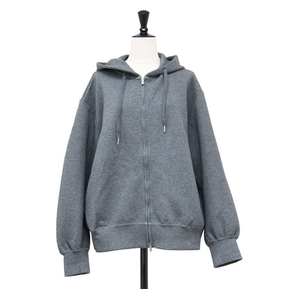 25秋冬 ベアWニット コンパクト ジップアップ フーディー / パーカー 長袖 ドロップショルダー コットン