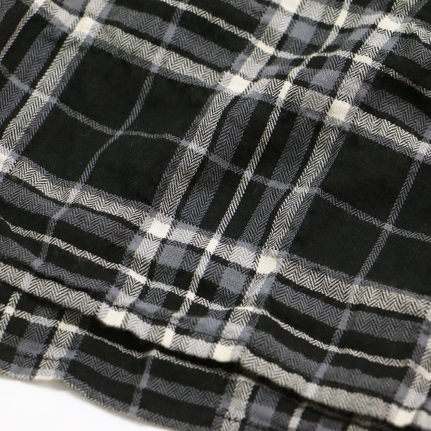 25秋冬 シャーリング チェック ショート シャツ / 長袖 レギュラーカラー コットン