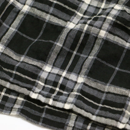 25秋冬 シャーリング チェック ショート シャツ / 長袖 レギュラーカラー コットン