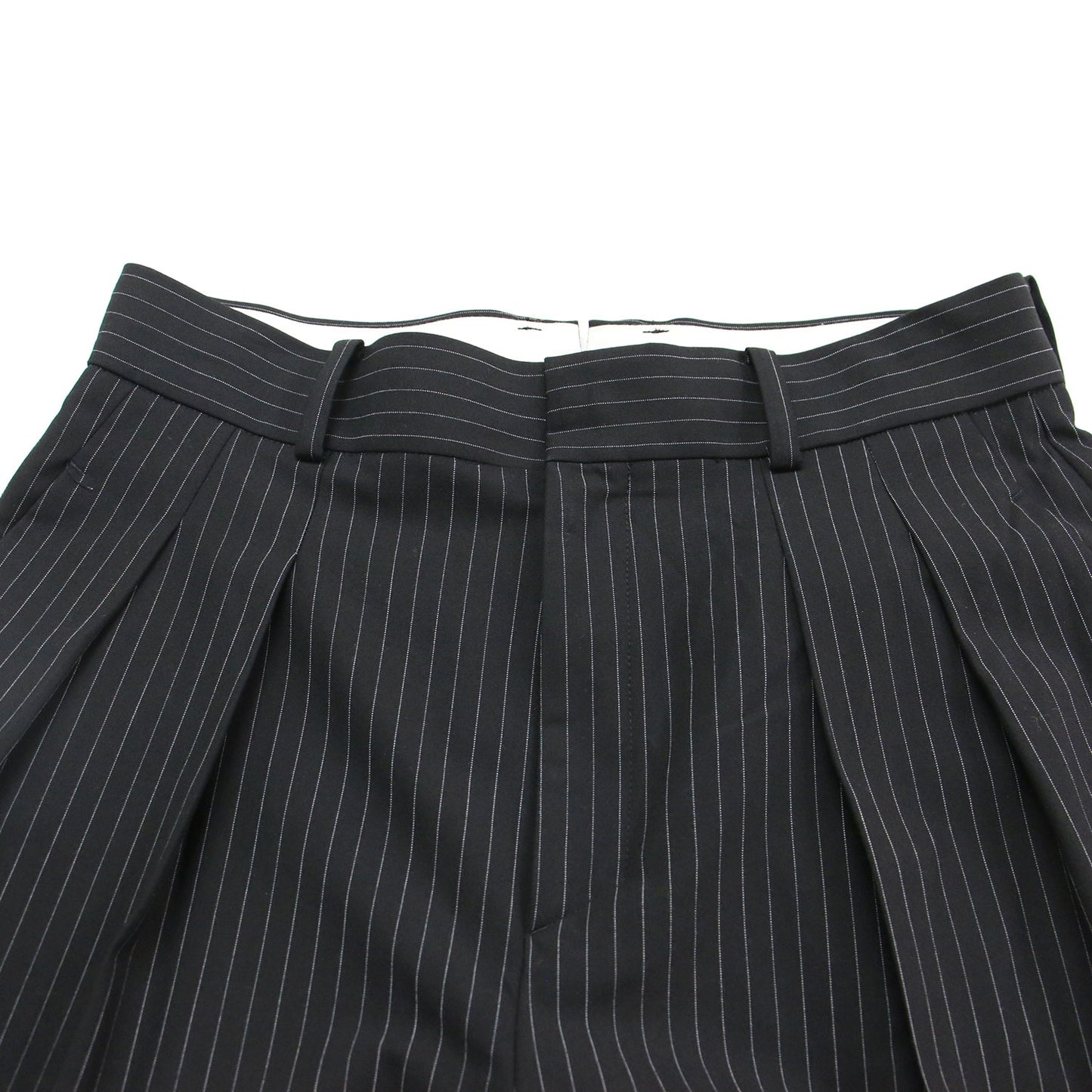 23春夏 ストライプ ハイウエスト ワイド パンツ / Stripe high-waisted wide PT スラックス タック
