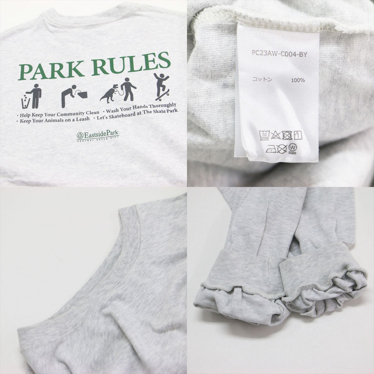 × BEAUTY&YOUTH 別注 23秋冬 プリント ロングスリーブ Tシャツ / カットソー 長袖 クルーネック ロゴ コットン