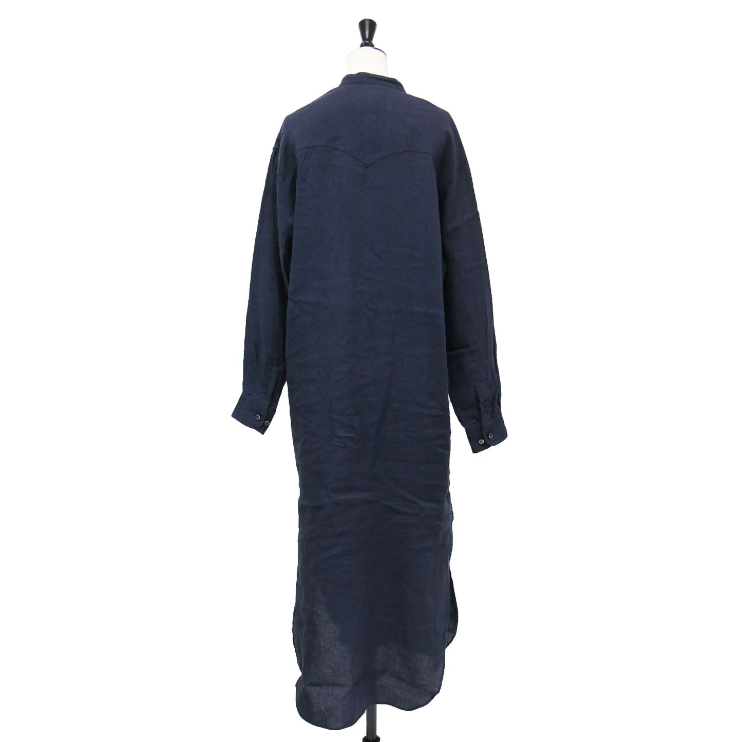 リネン フリンジ ロング シャツ ワンピース / Romy Fringe Long Shirts 長袖 バンドカラー