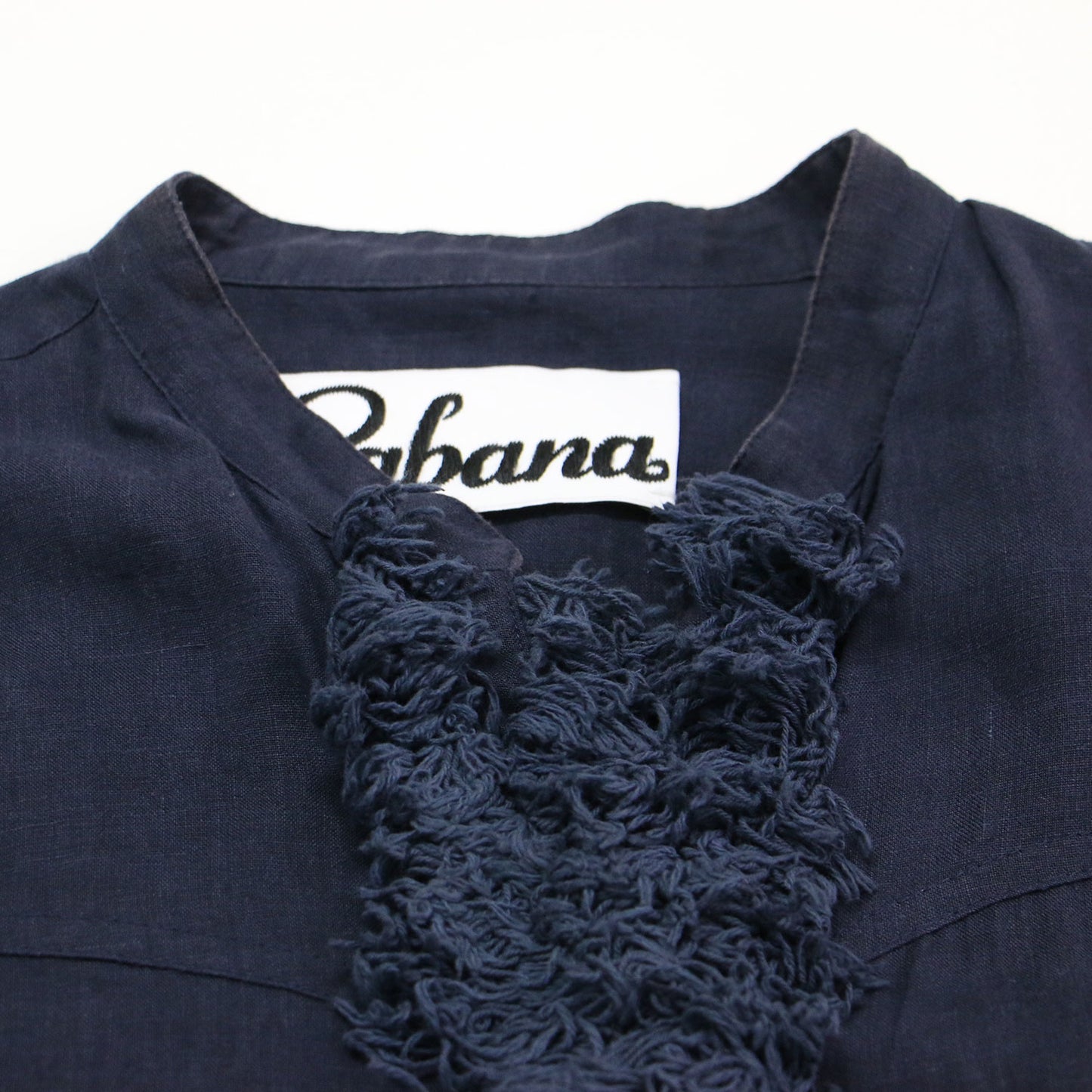 リネン フリンジ ロング シャツ ワンピース / Romy Fringe Long Shirts 長袖 バンドカラー