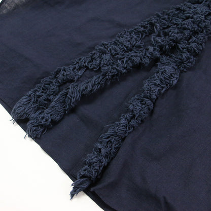 リネン フリンジ ロング シャツ ワンピース / Romy Fringe Long Shirts 長袖 バンドカラー