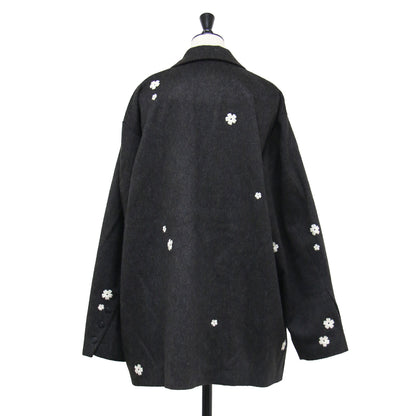 24秋冬 ウール フラワー ジャケット / Wool Flower Jacket Java テーラードジャケット ブレザー シングルブレスト オーバーサイズ 刺繍