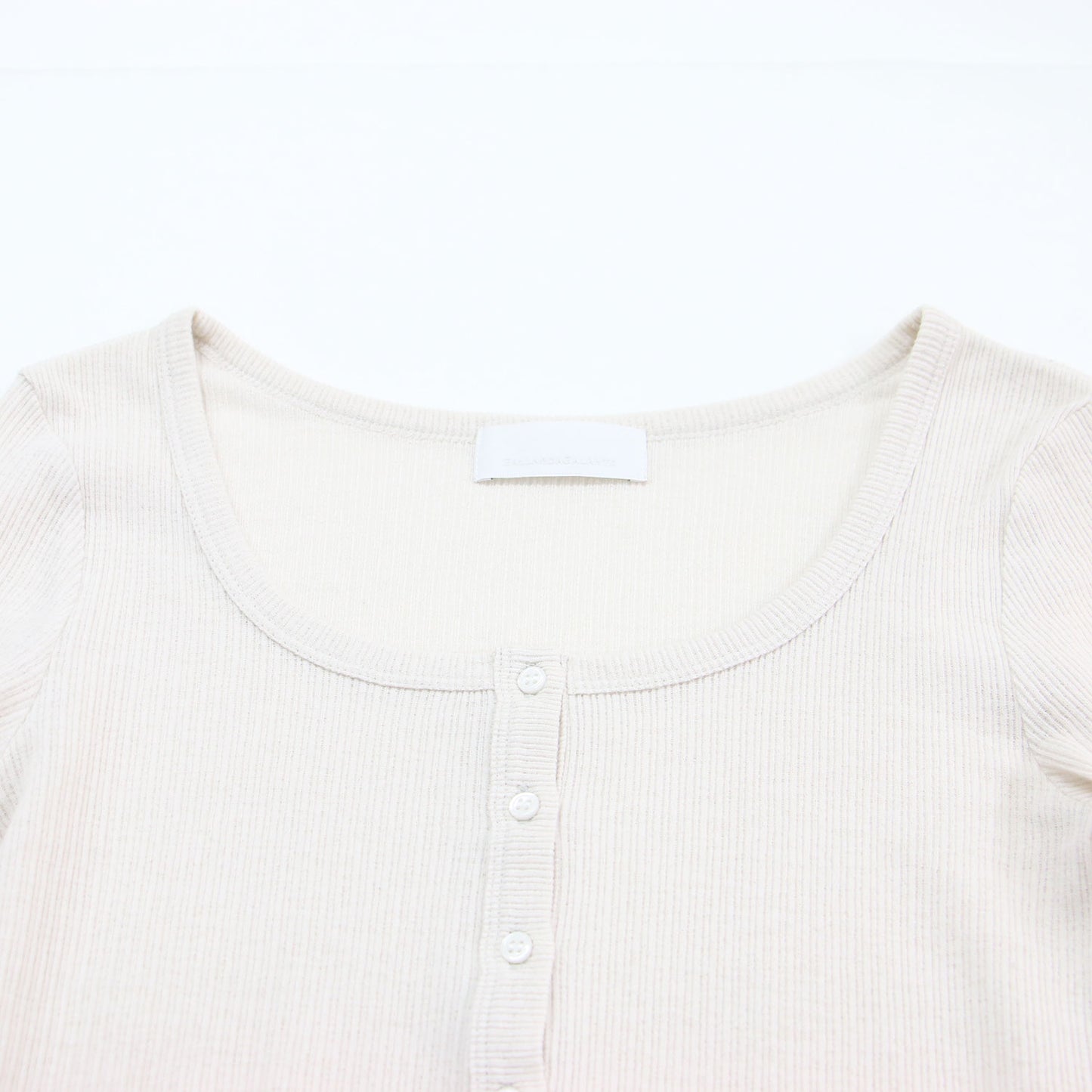 24春夏 ヘンリーネック ロングスリーブ Tシャツ / カットソー 長袖 Uネック リブ コットン