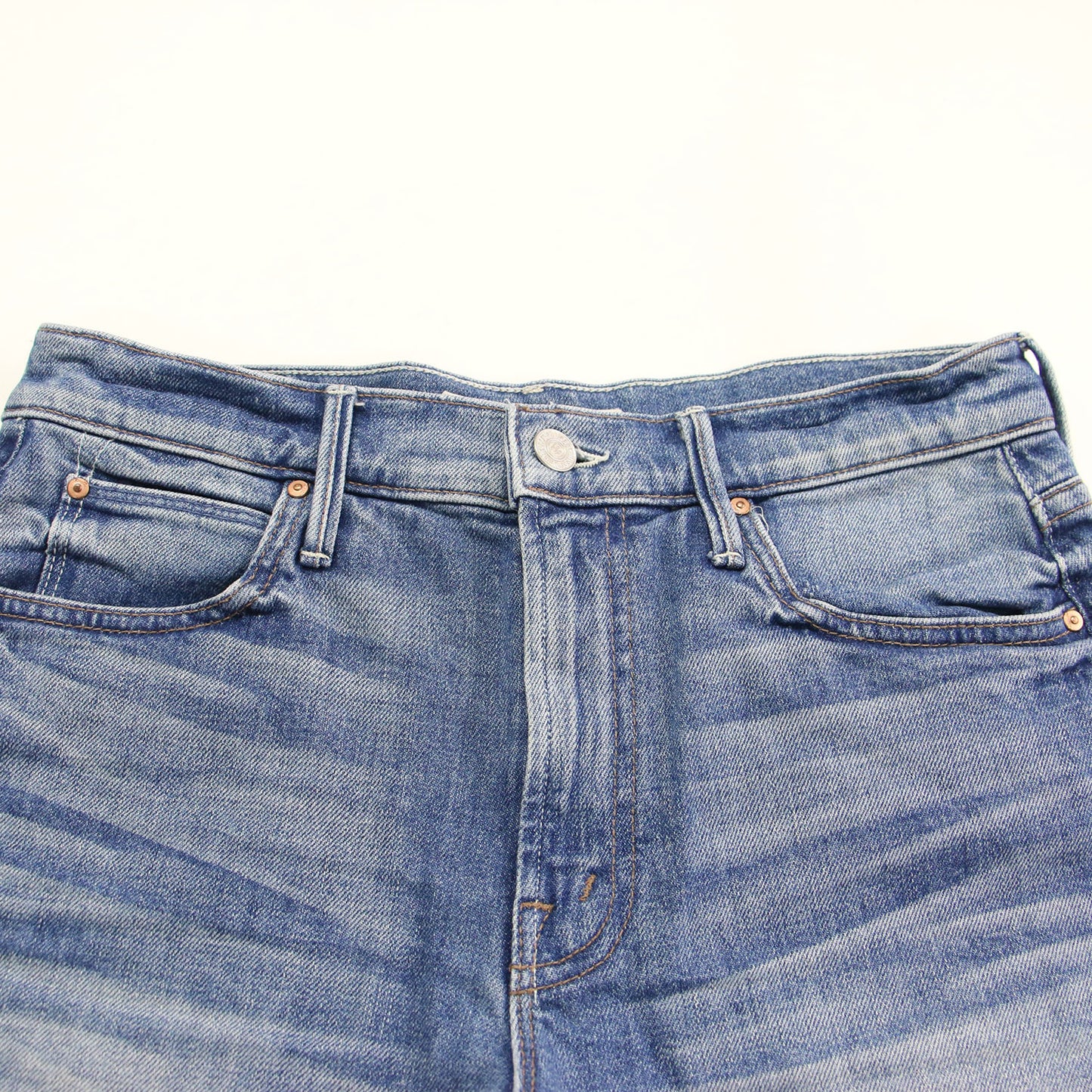 デニム ショートパンツ / ミッドライズ カットオフ コットン