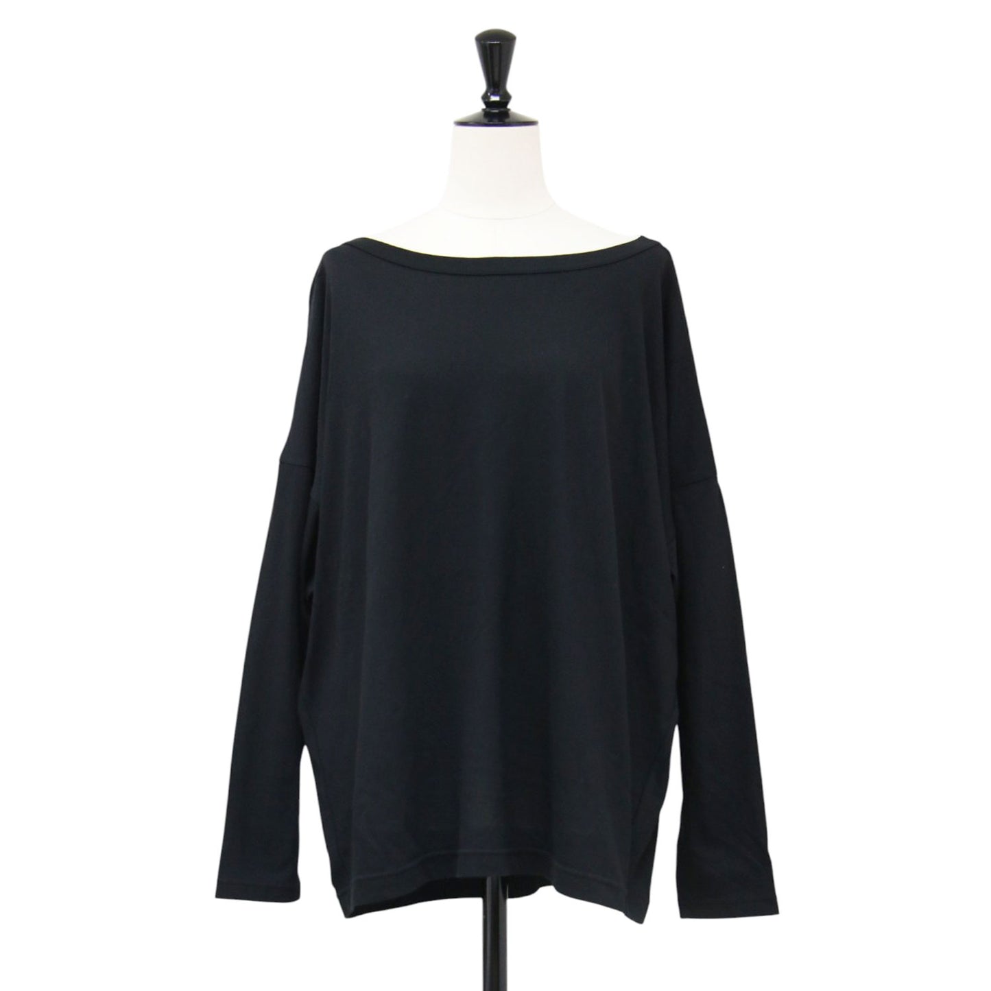 バックオープン ルーズ ロンT / カットソー Tシャツ 長袖 ボートネック コットン