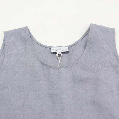 リネン ワンピース UQ29 / ロング ノースリーブ クルーネック Aライン ポケット