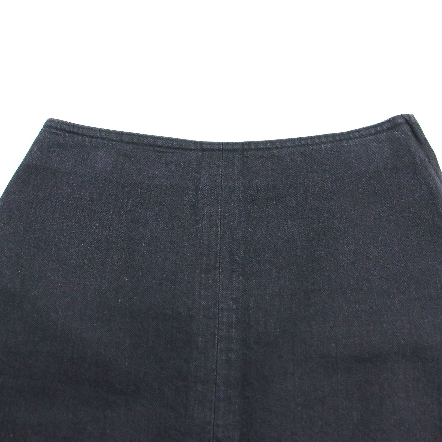 24秋冬 ブラックデニム ステッチ スカート / ミニ丈 台形 コットン