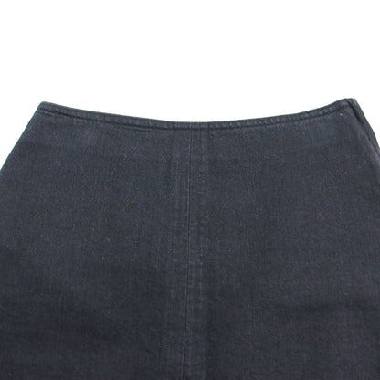 24秋冬 ブラックデニム ステッチ スカート / ミニ丈 台形 コットン