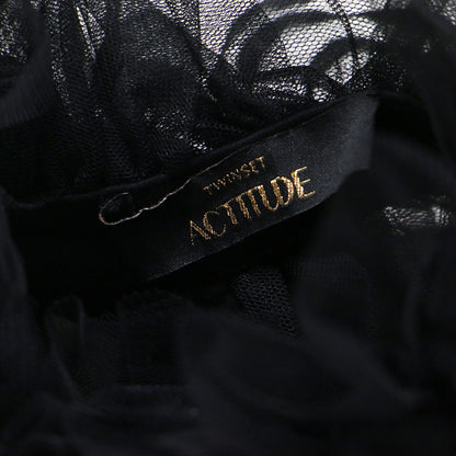 ACTITUDE 24秋冬 ドット チュールレース ミニ ドレス / ワンピース ノースリーブ Aライン プリーツ フリル