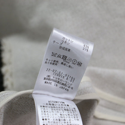 25春夏 コットン リネン ハイカウントクロス ミディ ジャケット / ノーカラー 七分袖 ワイドスリーブ キャンバス地