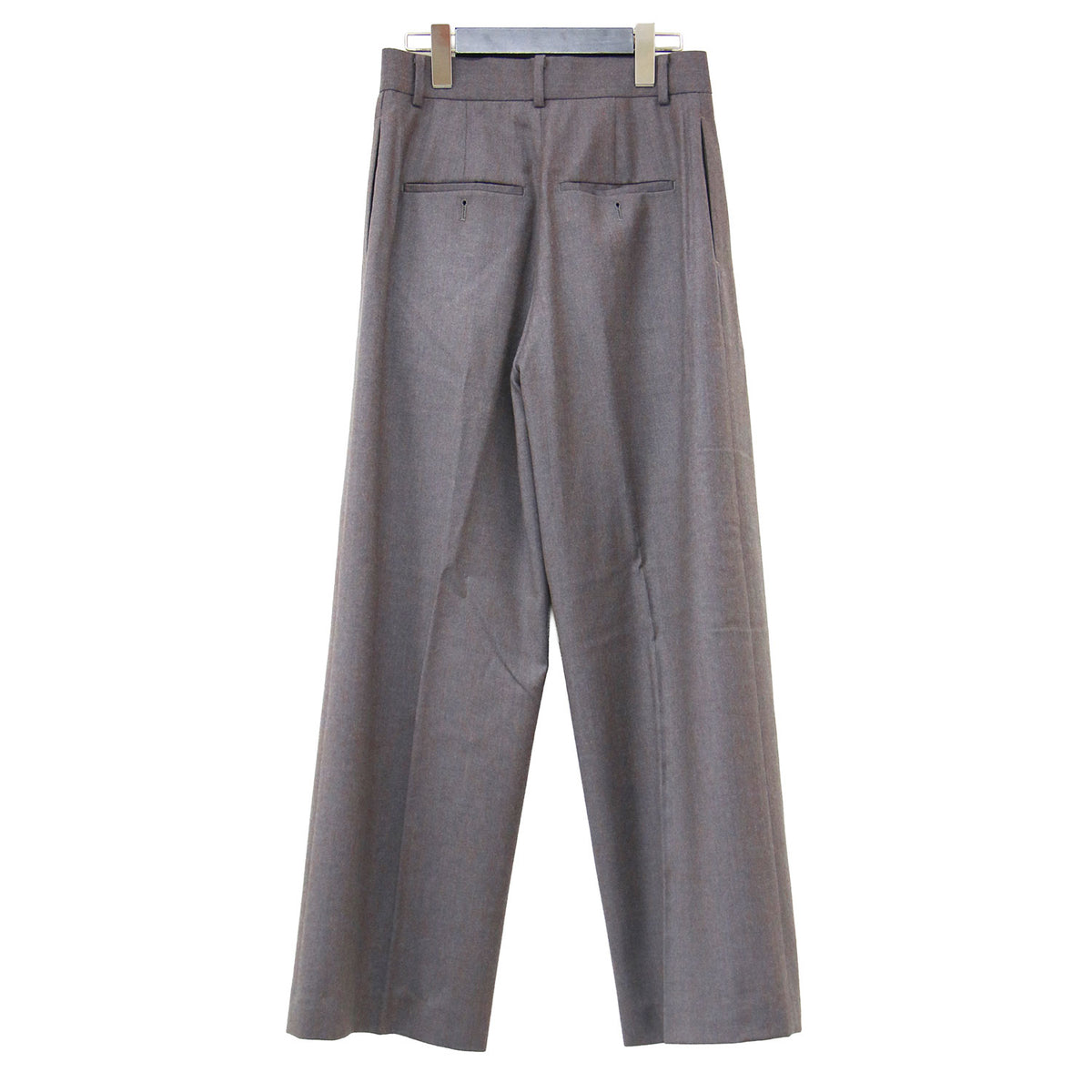 ウール フランネル タック ワイド パンツ / スラックス ハイウエスト ミックスカラー カシミヤブレンド