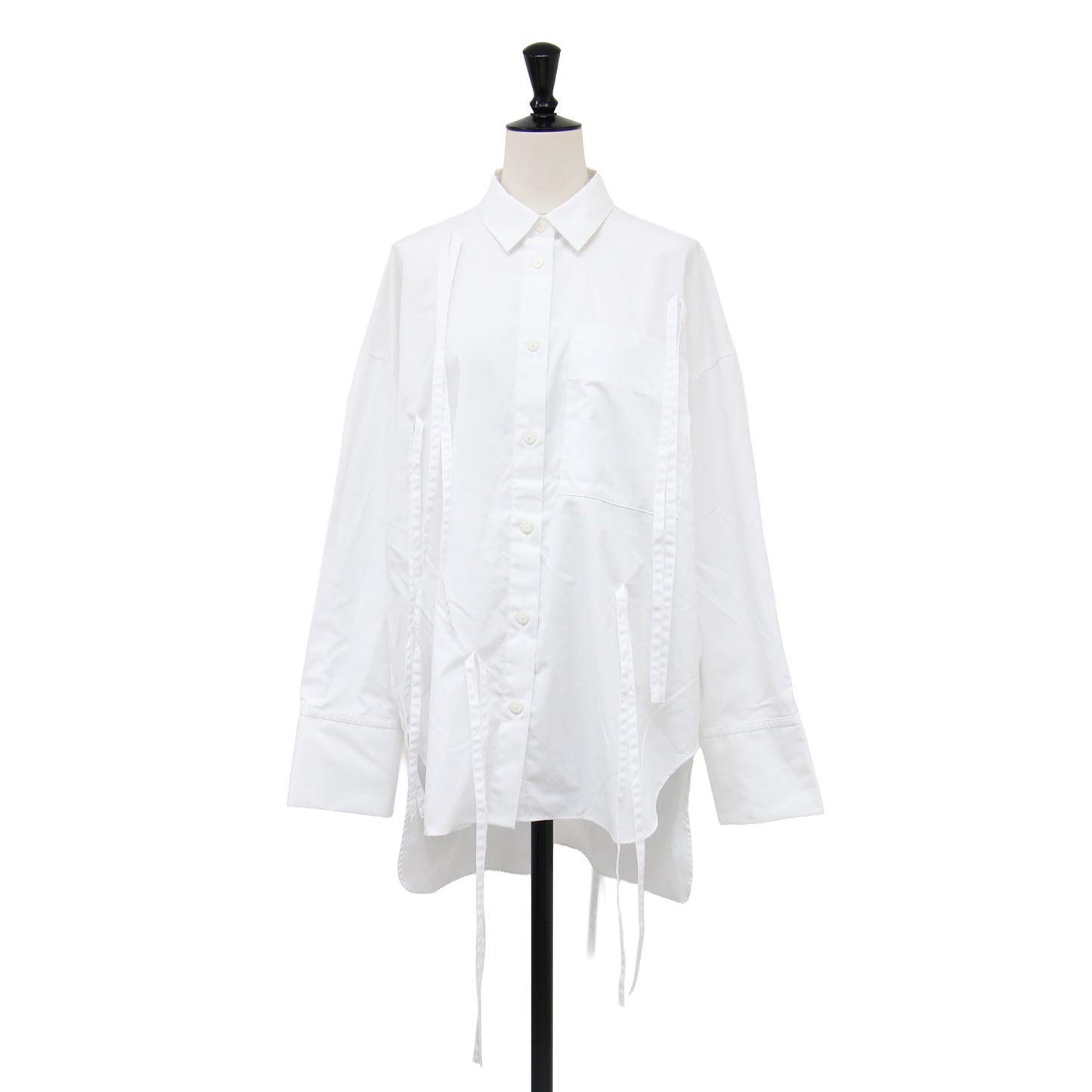 25秋冬 リボン シャツ 300IA730-1691 / RIBBON SHIRT ブラウス 長袖 フリンジ オーバーサイズ コットン
