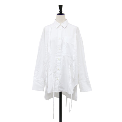 25秋冬 リボン シャツ 300IA730-1691 / RIBBON SHIRT ブラウス 長袖 フリンジ オーバーサイズ コットン